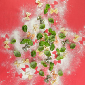 colourful Farfalle with basil and flour colourful Farfalle with basil and flour